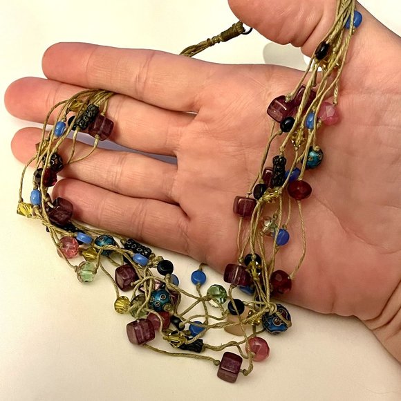 Boho Colorful Multi-Strand Beaded Artisan Choker - Picture 4 of 5